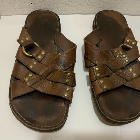 Frye Men Leather LudLow Slide Sandals Size 10 (11.25”) main image 6